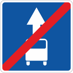 Дорожный знак Конец полосы для маршрутных транспортных средств