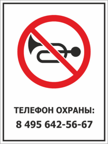 Табличка Запрет звуковых сигналов