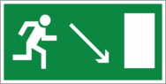 Указатель «Направление к эвакуационному выходу направо вниз»