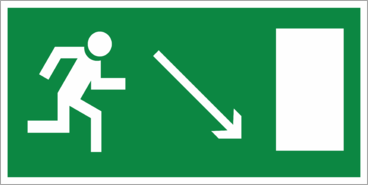 Указатель Направление к эвакуационному выходу направо вниз