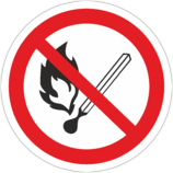 Знак «Запрещается пользоваться открытым огнем»