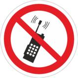 Знак «Запрещается пользоваться мобильным телефоном или рацией»