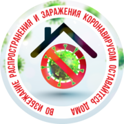 Наклейка «Во избежание заражения коронавирусом оставайтесь дома»