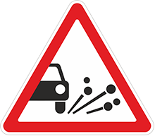 Дорожный знак Выброс гравия
