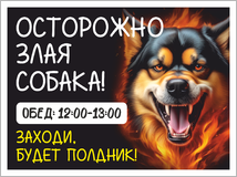 Табличка «Осторожно, злая собака. Обед с 12 до 13. Заходи, будет полдник»