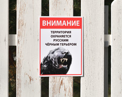 Табличка Охраняется черным русским терьером